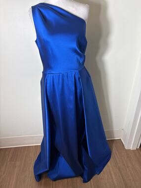 Teri Jon Cobalt Blue One Shoulder Ball Gown Sz 10